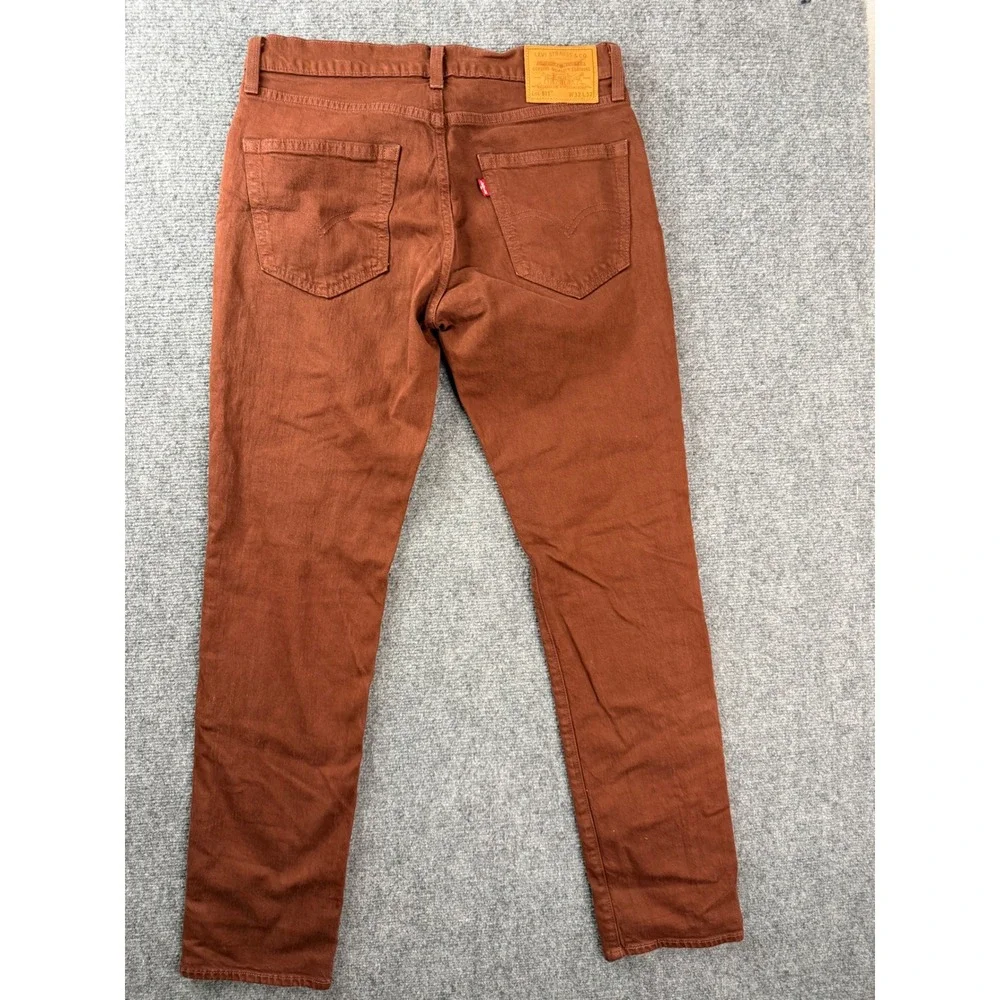 Levis Premium 511 Slim Fit Jeans Mens 32x32 Brown Rust Big E Red Tab Workwear